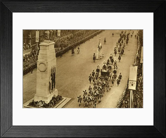Framed Print : The State Coach Passing the Cenotaph, 1937. Creator: Photochrom Co Ltd of London Framed Print : The State Coach Passing the Cenotaph, 1937. Creator: Photochrom Co Ltd of London