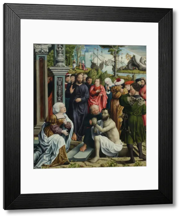Framed Print : The Raising of Lazarus, 1515-1520. Creators: Master of the Legend of the Magdalen, Lucas van Leyden, Master of the Holy Blood Framed Print : The Raising of Lazarus, 1515-1520. Creators: Master of the Legend of the Magdalen, Lucas van Leyden, Master of the Holy Blood
