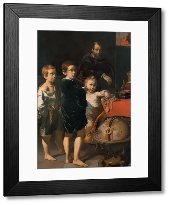 Framed Print : Portrait of Three Children and a Man, 1622. Creator: Thomas de Keyser Framed Print : Portrait of Three Children and a Man, 1622. Creator: Thomas de Keyser