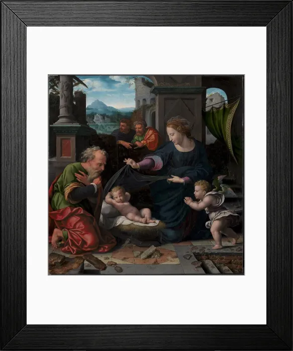Framed Print : The Holy Family, 1515-1615. Creators: Workshop of Joos van Cleve, Unknown Framed Print : The Holy Family, 1515-1615. Creators: Workshop of Joos van Cleve, Unknown