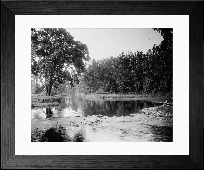 Framed Print : River, probably the Huron River, Ypsilanti, Michigan, between 1900 and 1910. Creator: Unknown Framed Print : River, probably the Huron River, Ypsilanti, Michigan, between 1900 and 1910. Creator: Unknown