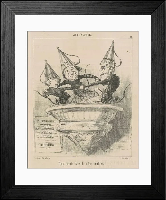 Framed Print : Trois saints dans le même bénitier, 19th century. Creator: Honore Daumier Framed Print : Trois saints dans le même bénitier, 19th century. Creator: Honore Daumier