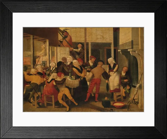 Framed Print : Party in a Brothel, c.1540. Creator: Workshop of the Brunswijkse Monogrammist Framed Print : Party in a Brothel, c.1540. Creator: Workshop of the Brunswijkse Monogrammist