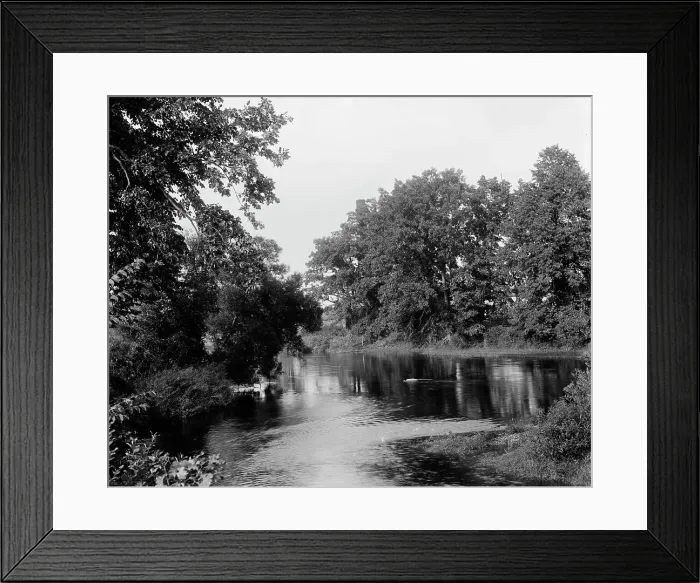 Framed Print : River, probably the Huron River, Ypsilanti, Michigan, between 1900 and 1910. Creator: Unknown Framed Print : River, probably the Huron River, Ypsilanti, Michigan, between 1900 and 1910. Creator: Unknown