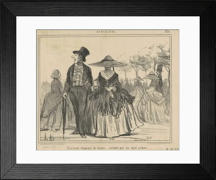 Framed Print : Nouveaux chapeaux de dames... 19th century. Creator: Honore Daumier Framed Print : Nouveaux chapeaux de dames... 19th century. Creator: Honore Daumier