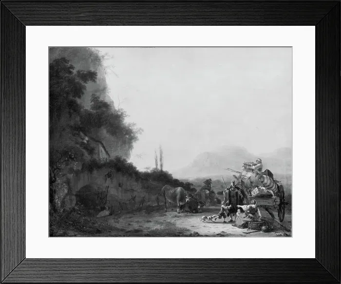 Framed Print : Landscape with a Removal Cart, 1642-1678. Creator: Willem Schellinks