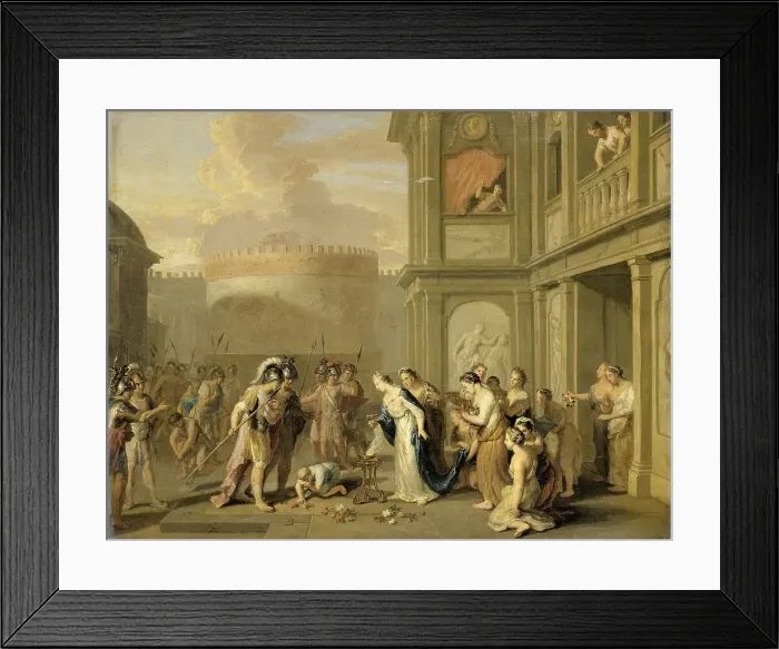 Framed Print : Queen Cleophis Offering Wine to Alexander the Great after his Conquest of Mazaka, 1670-1733. Creator: Gerard Hoet Framed Print : Queen Cleophis Offering Wine to Alexander the Great after his Conquest of Mazaka, 1670-1733. Creator: Gerard Hoet