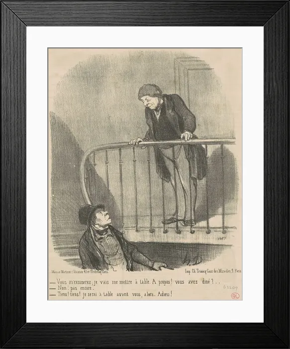 Framed Print : Vous m'excuserez: je vais me mettre a table... 19th century. Creator: Honore Daumier Framed Print : Vous m'excuserez: je vais me mettre a table... 19th century. Creator: Honore Daumier