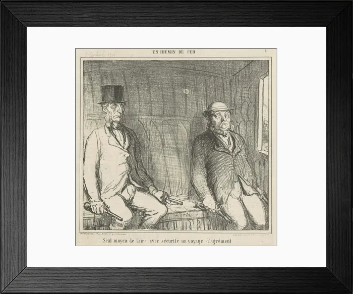 Framed Print : Seul moyen de faire avec sécurité, 19th century. Creator: Honore Daumier