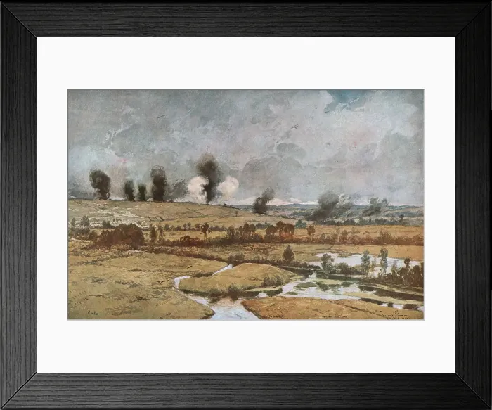 Framed Print : Bataille de la Somme; La Vallee de la Somme pres de Curlu, 1916 (1924) Creator: Francois Flameng Framed Print : Bataille de la Somme; La Vallee de la Somme pres de Curlu, 1916 (1924) Creator: Francois Flameng