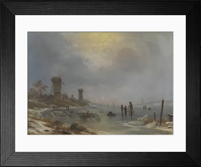 Framed Print : A winter's day by the Elbe, 1835-1873. Creator: Georg Emil Libert Framed Print : A winter's day by the Elbe, 1835-1873. Creator: Georg Emil Libert