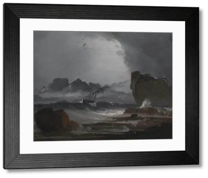 Framed Print : Rough Sea with a Steamer near the Coast of Norway, 1847-1850. Creator: Peder Balke Framed Print : Rough Sea with a Steamer near the Coast of Norway, 1847-1850. Creator: Peder Balke