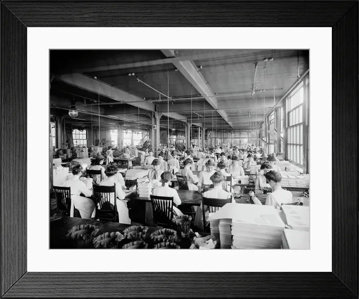 Framed Print : Binding department, National Cash Register [Company], Dayton, Ohio, (1902?). Creator: Unknown