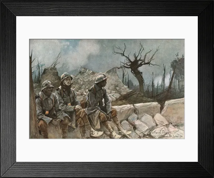 Framed Print : Bataille de la Somme; Ruines de l'eglise de Dompierre, 1916 (1924). Creator: Francois Flameng Framed Print : Bataille de la Somme; Ruines de l'eglise de Dompierre, 1916 (1924). Creator: Francois Flameng