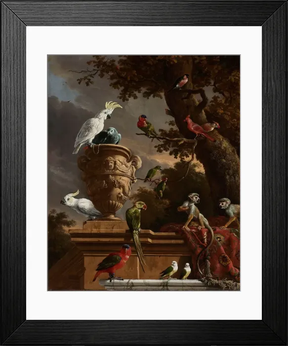Framed Print : The Menagerie, c.1690. Creator: Melchior d'Hondecoeter Framed Print : The Menagerie, c.1690. Creator: Melchior d'Hondecoeter