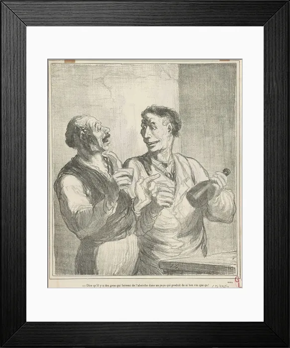 Framed Print : Dire qu'il y a des gens qui boivent de l'absinthe... 19th century. Creator: Honore Daumier Framed Print : Dire qu'il y a des gens qui boivent de l'absinthe... 19th century. Creator: Honore Daumier