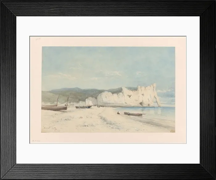 Framed Print : Coastal landscape with white chalk cliffs, 1851-1894. Creator: Hendrik Veder Framed Print : Coastal landscape with white chalk cliffs, 1851-1894. Creator: Hendrik Veder
