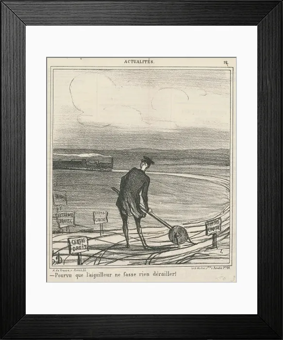 Framed Print : Pourvu que l'aiguilleur ne fasse rien dérailler!, 19th century. Creator: Honore Daumier Framed Print : Pourvu que l'aiguilleur ne fasse rien dérailler!, 19th century. Creator: Honore Daumier