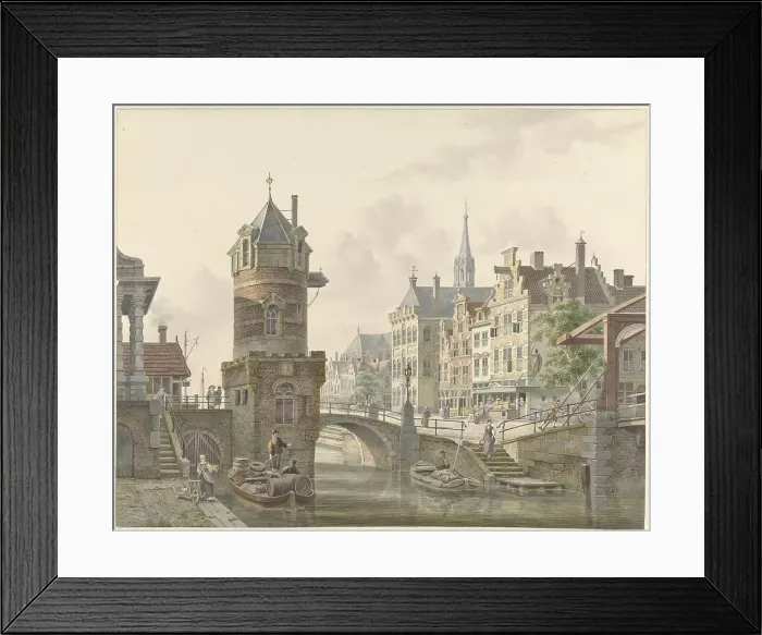 Framed Print : Canal in a city with a turret at a stone bridge, 1788-1846. Creator: Jan Hendrik Verheyen Framed Print : Canal in a city with a turret at a stone bridge, 1788-1846. Creator: Jan Hendrik Verheyen