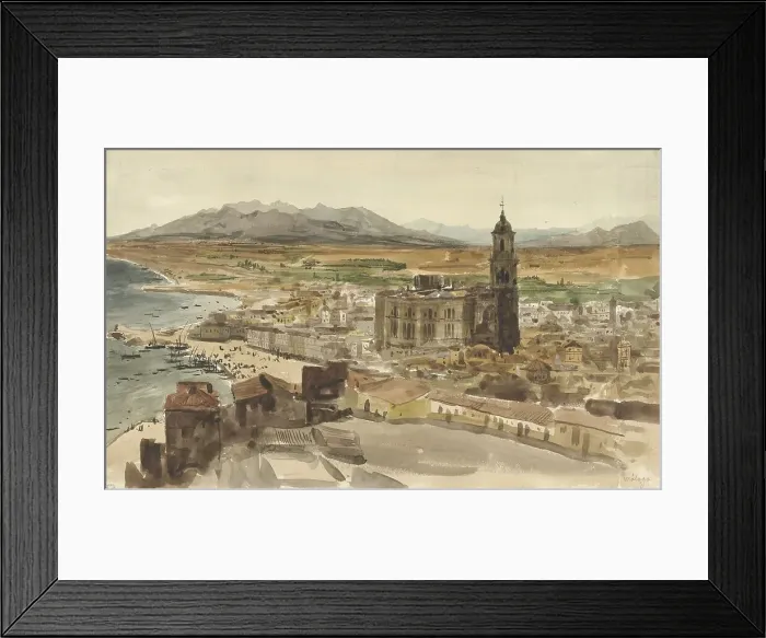 Framed Print : View of Malaga from the North, 1836. Creator: Adrien Dauzats Framed Print : View of Malaga from the North, 1836. Creator: Adrien Dauzats