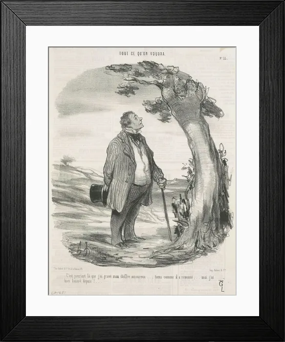 Framed Print : C'est pourtant la que j'ai gravé mon chiffre... 19th century. Creator: Honore Daumier Framed Print : C'est pourtant la que j'ai gravé mon chiffre... 19th century. Creator: Honore Daumier