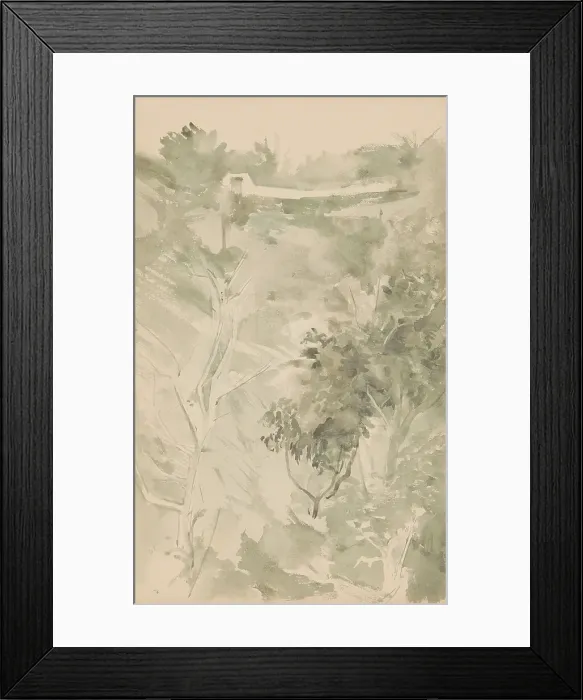 Framed Print : Trees in a valley, 1865-1913. Creator: Abrahamina Arnolda Louisa Hubrecht