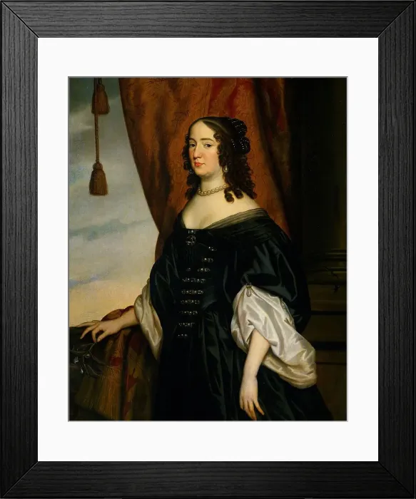 Framed Print : Portrait of Amalia van Solms (1602-75), 1650. Creator: Workshop of Gerard van Honthorst Framed Print : Portrait of Amalia van Solms (1602-75), 1650. Creator: Workshop of Gerard van Honthorst