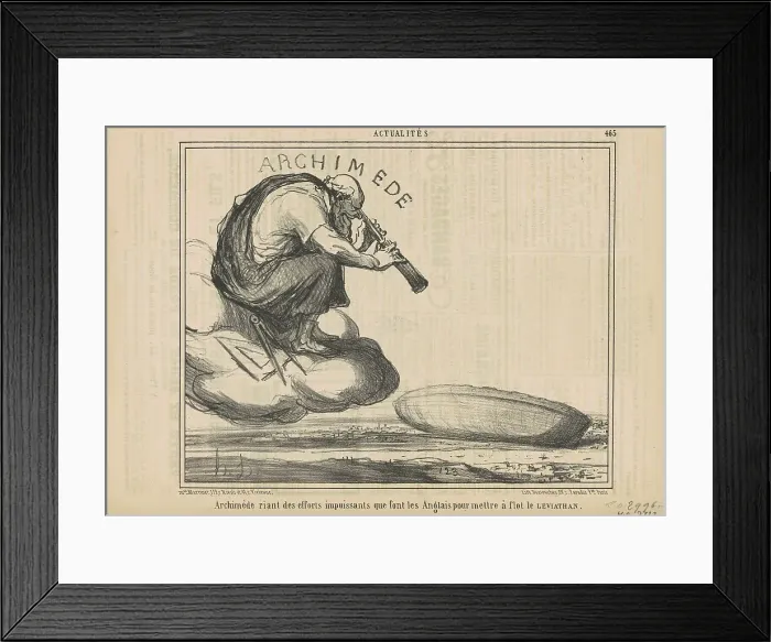 Framed Print : Archimède riant des efforts... 19th century. Creator: Honore Daumier Framed Print : Archimède riant des efforts... 19th century. Creator: Honore Daumier