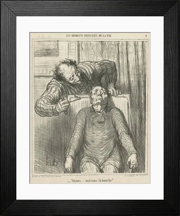 Framed Print : Voyons... ouvrons le bouche!... 19th century. Creator: Honore Daumier Framed Print : Voyons... ouvrons le bouche!... 19th century. Creator: Honore Daumier