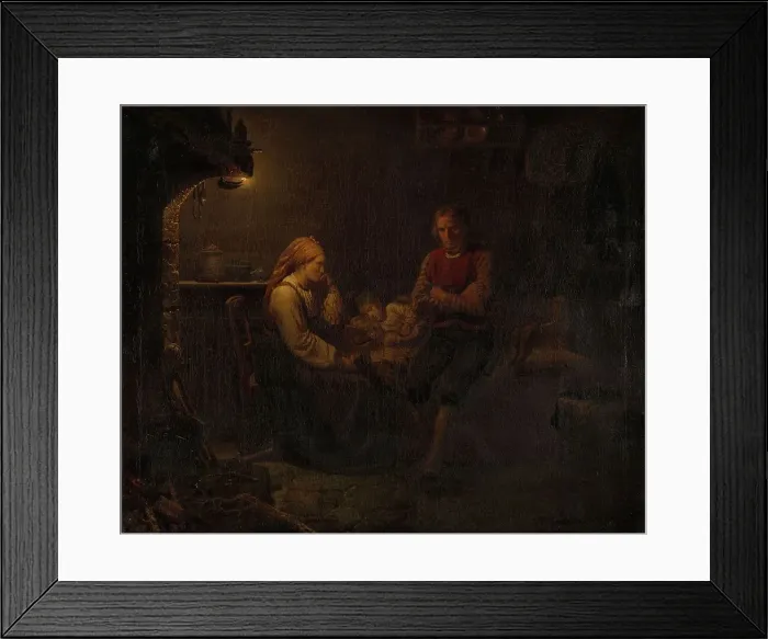 Framed Print : The sick child, 1851. Creator: Adolph Tidemand Framed Print : The sick child, 1851. Creator: Adolph Tidemand