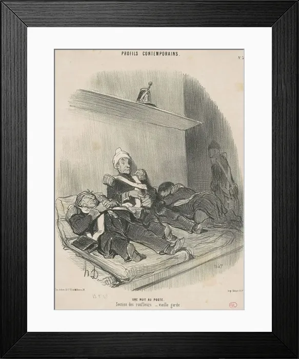 Framed Print : Une nuit au poste, 19th century. Creator: Honore Daumier Framed Print : Une nuit au poste, 19th century. Creator: Honore Daumier