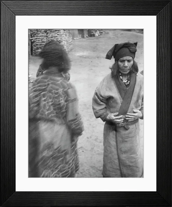 Framed Print : Two Ainu women in the village lane, 1908. Creator: Arnold Genthe Framed Print : Two Ainu women in the village lane, 1908. Creator: Arnold Genthe
