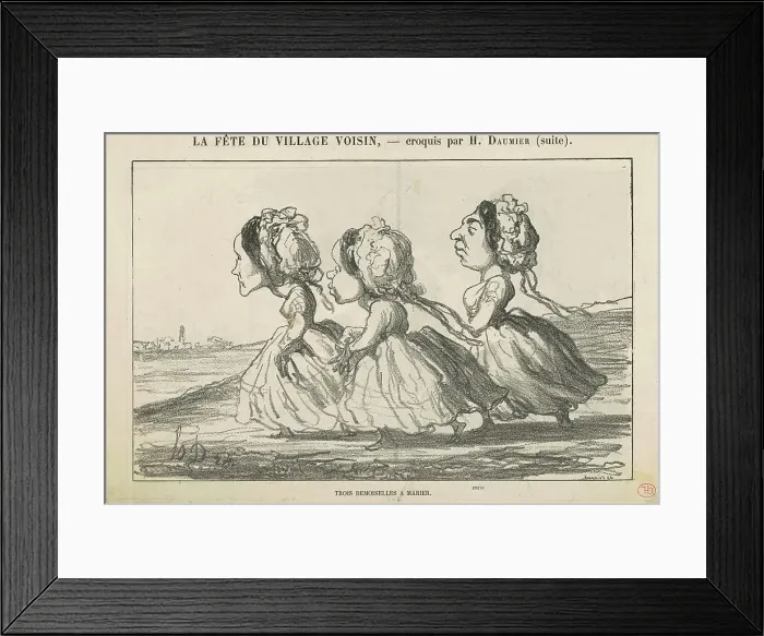 Framed Print : Trois demoiselles a marier; Famille bourgeoise convaincue... 19th century. Creator: Honore Daumier Framed Print : Trois demoiselles a marier; Famille bourgeoise convaincue... 19th century. Creator: Honore Daumier