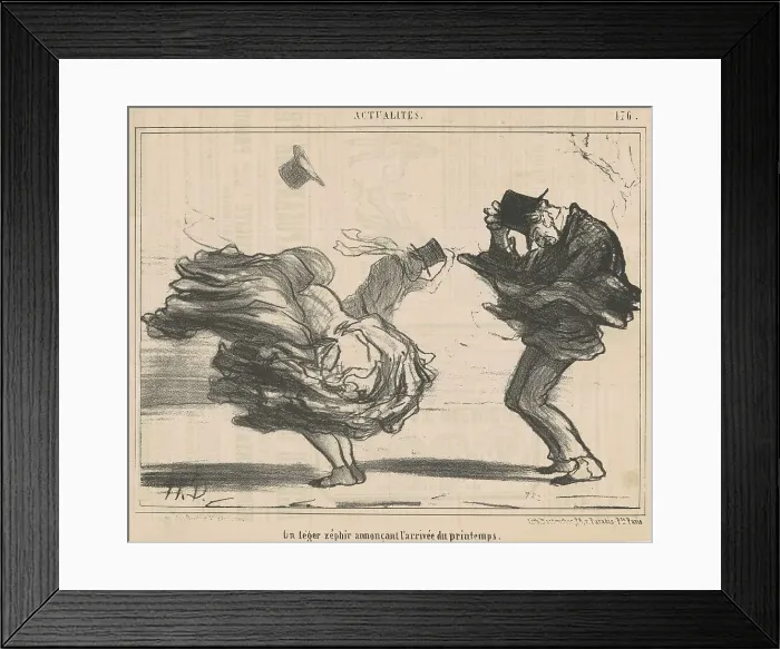Framed Print : Un léger zéphir annoncant l'arrivée du printemps, 19th century. Creator: Honore Daumier Framed Print : Un léger zéphir annoncant l'arrivée du printemps, 19th century. Creator: Honore Daumier
