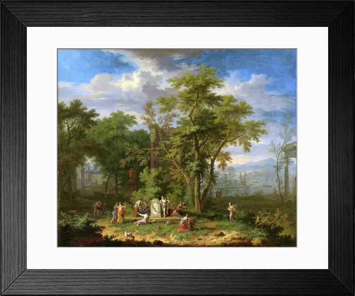 Framed Print : Arcadian Landscape with a Ceremonial Sacrifice, c.1700-c.1749. Creator: Jan van Huysum Framed Print : Arcadian Landscape with a Ceremonial Sacrifice, c.1700-c.1749. Creator: Jan van Huysum