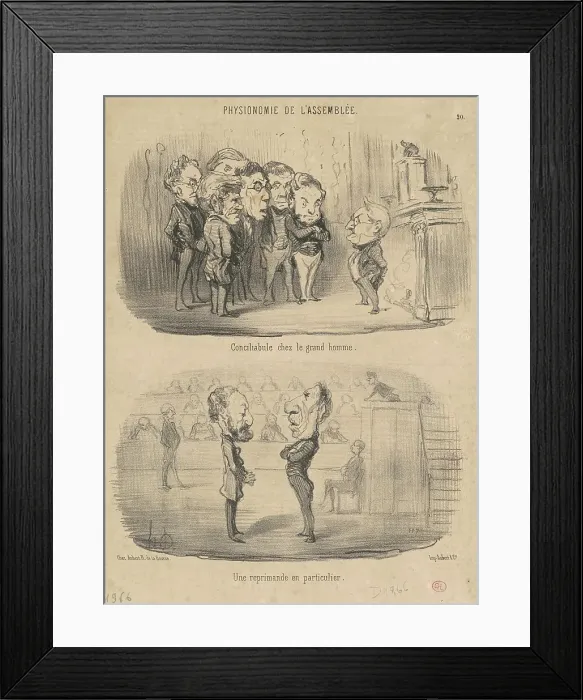 Framed Print : Conciliabule chez le grand homme, 19th century. Creator: Honore Daumier Framed Print : Conciliabule chez le grand homme, 19th century. Creator: Honore Daumier