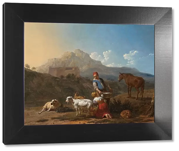 Italian Landscape with Girl Milking a Goat, 1652. Creator: Karel Du Jardin