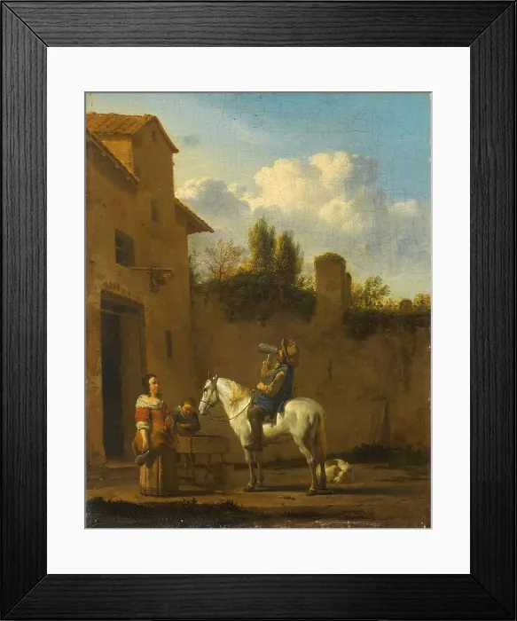 Framed Print : Mounted Trumpeter taking a Drink, 1650-1660. Creator: Karel Du Jardin Framed Print : Mounted Trumpeter taking a Drink, 1650-1660. Creator: Karel Du Jardin