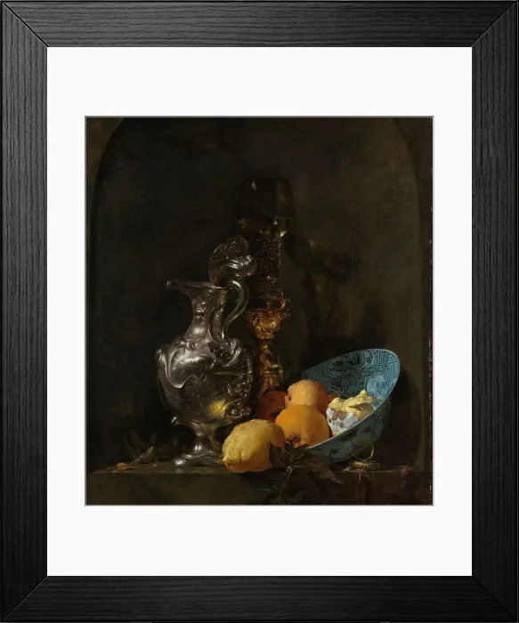Framed Print : Still Life with a Silver Jug and a Porcelain Bowl, 1655-1660. Creator: Willem Kalf Framed Print : Still Life with a Silver Jug and a Porcelain Bowl, 1655-1660. Creator: Willem Kalf