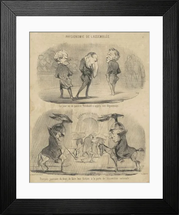 Framed Print : Le jour ou... Théobald a appris son dégommage, 19th century. Creator: Honore Daumier Framed Print : Le jour ou... Théobald a appris son dégommage, 19th century. Creator: Honore Daumier