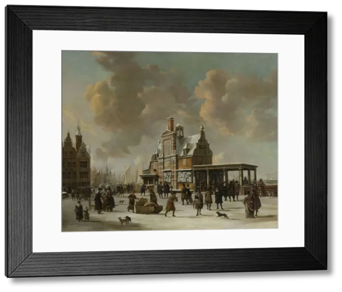 Framed Print : The Paalhuis and the Nieuwe Brug, Amsterdam, in the Winter, 1640-1666. Creator: Jan Abrahamsz Beerstraten Framed Print : The Paalhuis and the Nieuwe Brug, Amsterdam, in the Winter, 1640-1666. Creator: Jan Abrahamsz Beerstraten