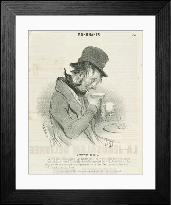 Framed Print : L'amateur de café, 19th century. Creator: Honore Daumier Framed Print : L'amateur de café, 19th century. Creator: Honore Daumier