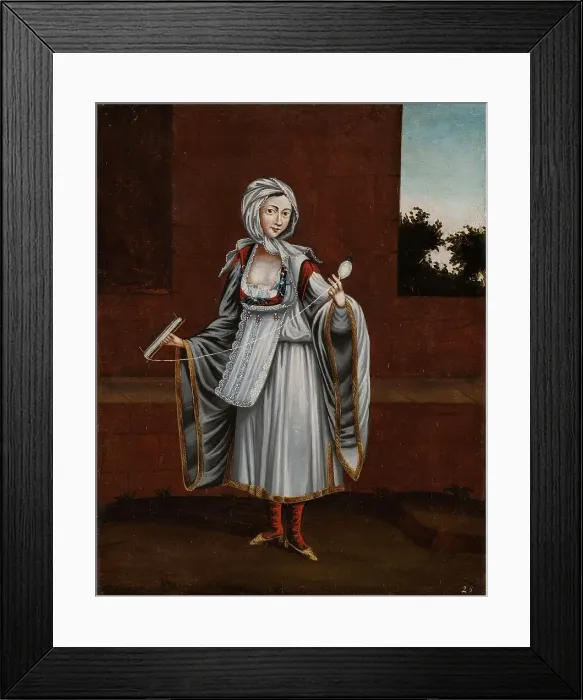 Framed Print : Woman from the Island of Kithnos (Thermia), 1700-1737. Creator: Workshop of Jean Baptiste Vanmour Framed Print : Woman from the Island of Kithnos (Thermia), 1700-1737. Creator: Workshop of Jean Baptiste Vanmour