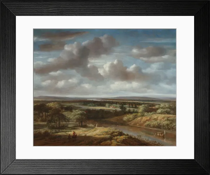 Framed Print : River Landscape, 1676. Creator: Philip Koninck Framed Print : River Landscape, 1676. Creator: Philip Koninck