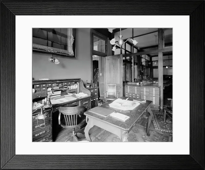 Framed Print : Offices of Mulford & Petry Co. Detroit, Mich. between 1900 and 1910. Creator: Unknown. Offices of Mulford & Petry Co. Detroit, Mich. between 1900 and 1910. Creator: Unknown Framed Print : Offices of Mulford & Petry Co. Detroit, Mich. between 1900 and 1910. Creator: Unknown. Offices of Mulford & Petry Co. Detroit, Mich. between 1900 and 1910. Creator: Unknown