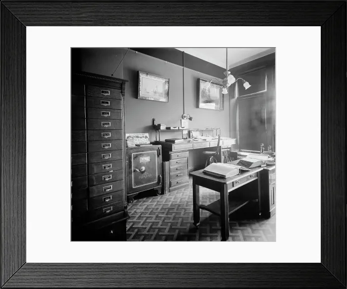 Framed Print : Offices of Mulford & Petry Co. Detroit, Mich. between 1900 and 1910. Creator: Unknown. Offices of Mulford & Petry Co. Detroit, Mich. between 1900 and 1910. Creator: Unknown Framed Print : Offices of Mulford & Petry Co. Detroit, Mich. between 1900 and 1910. Creator: Unknown. Offices of Mulford & Petry Co. Detroit, Mich. between 1900 and 1910. Creator: Unknown