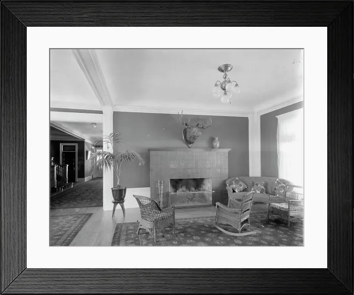 Framed Print : White Mts. N.H. Profile House, corner of the lobby, between 1900 and 1920. Creator: Unknown Framed Print : White Mts. N.H. Profile House, corner of the lobby, between 1900 and 1920. Creator: Unknown
