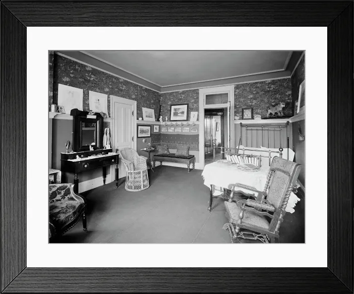 Framed Print : Residence of Mrs. H.C. Parke, bed room, Detroit, Mich. between 1900 and 1905. Creator: Unknown Framed Print : Residence of Mrs. H.C. Parke, bed room, Detroit, Mich. between 1900 and 1905. Creator: Unknown