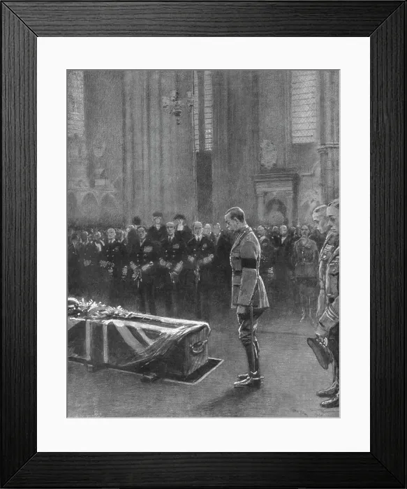Framed Print : Le Combattant Inconnu Britannique; a Westminster: le roi George V et, derriere lui, ses...1920. Creator: Georges Bertin Scott. Le Combattant Inconnu Britannique; a Westminster: le roi George V et, derriere lui, ses...1920 Framed Print : Le Combattant Inconnu Britannique; a Westminster: le roi George V et, derriere lui, ses...1920. Creator: Georges Bertin Scott. Le Combattant Inconnu Britannique; a Westminster: le roi George V et, derriere lui, ses...1920