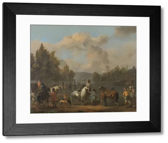 Framed Print : The Riding School, 1650-1674. Creator: Johannes Lingelbach Framed Print : The Riding School, 1650-1674. Creator: Johannes Lingelbach